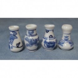 Blue Floral Vases, 4 pack D2236